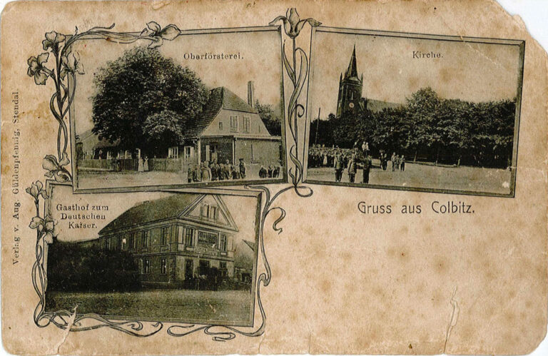 Postkarte Colbitz Kirche Gasthof Oberfoersterei 1 1320x857 1 768x499
